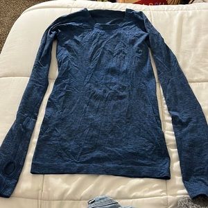 Blue lululemon long sleeve workout shirt
